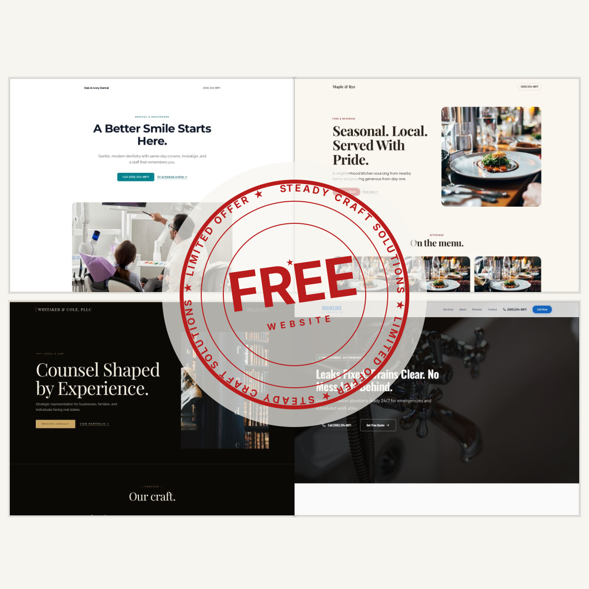 Sample websites built by Steady Craft